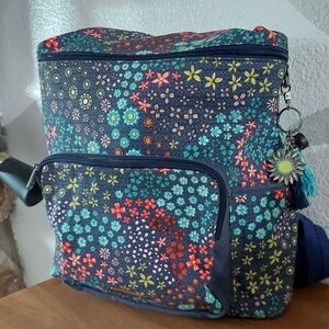 Sakroots Floral Backpack - Blue and Multicolor Navy Fliral Star